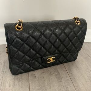 Black bag with gold accents